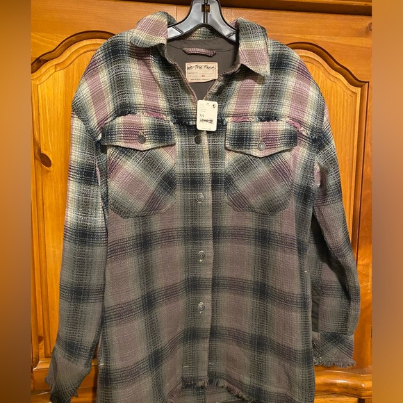 Free People Jackets & Blazers - Free people Annelli plaid shacket xs new with tags